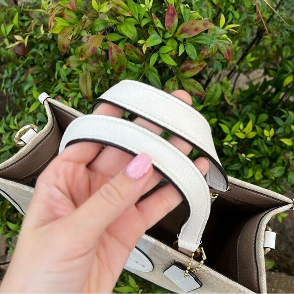 NWT | COACH Signature Khaki Dreamer Dempsey Stripe Tote Satchel Handbag 8448 - Picture 5 of 10